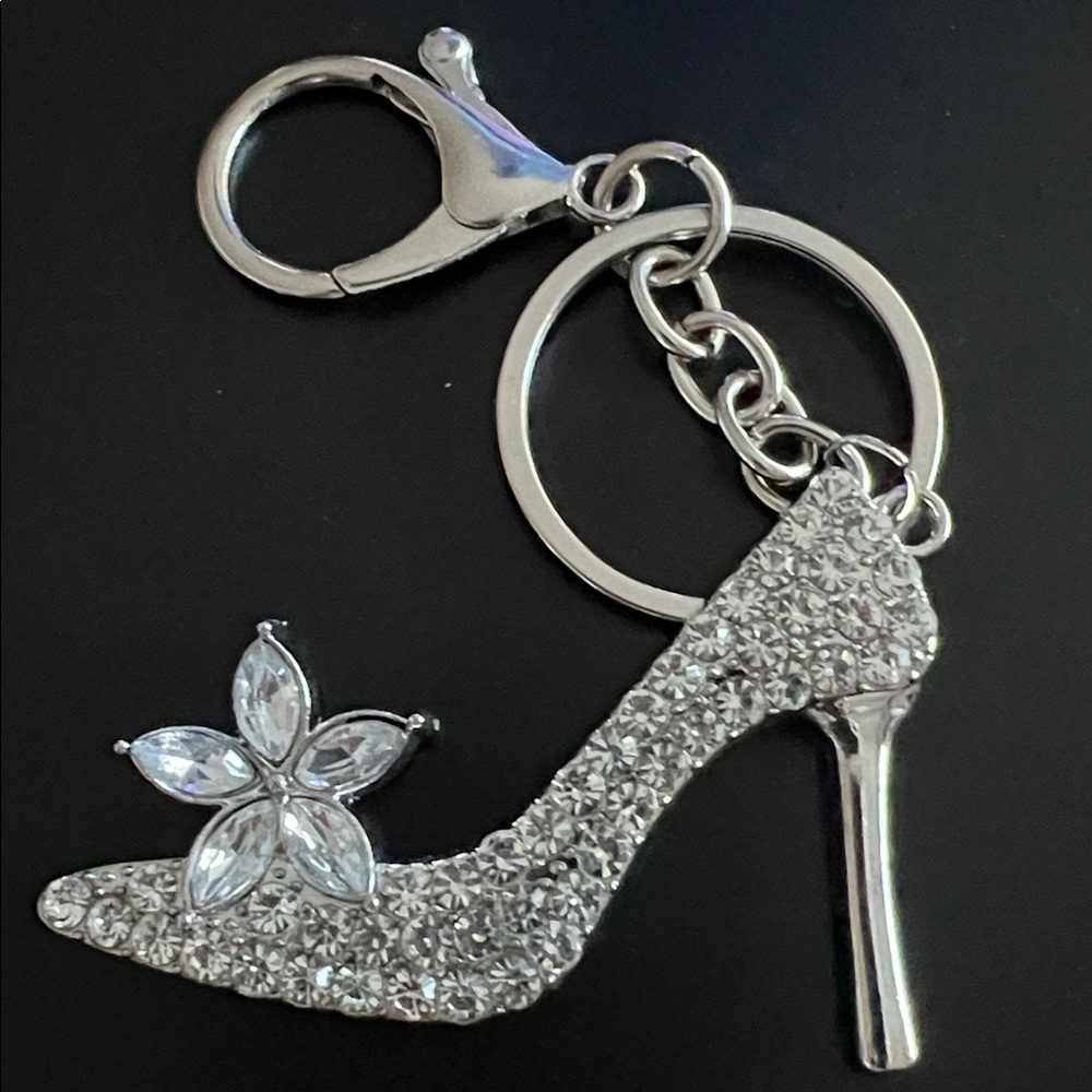 Rhinestone High Heel Key Holder Bag Charm - Picture 1 of 2